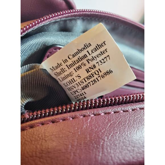 Simply Vera Vera Wang Collection Burgandy Quilted Buena Satchel Crossbody Bag - Picture 13 of 16